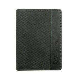 Black leather wallet with a braided pattern