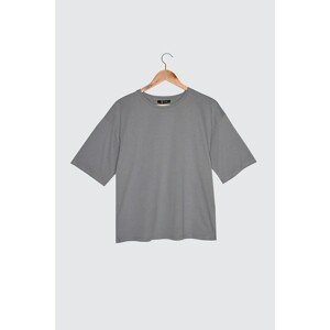 Trendyol Gray 100% Organic Cotton Loose Knitted T-Shirt
