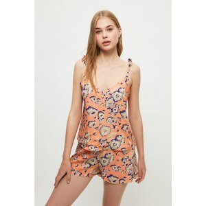 Trendyol Orange Floral Pajamas Set