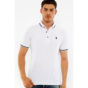 T8586 DEWBERRY MEN'S POLO NECK T-SHIRT-WHITE