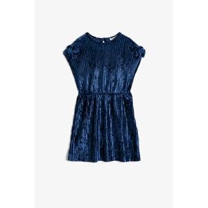 Koton Navy Blue Velvet Dress
