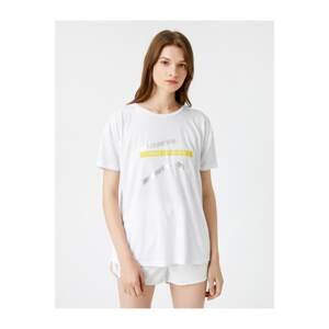 Koton Women's White Printed T-Shirt