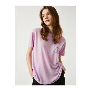 Koton Women's Lilac Printed T-Shirt
