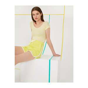 Koton Women's Yellow Striped T-Shirt