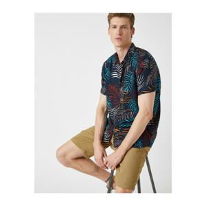 Koton Men's Navy Blue Short Sleeve Shirt Patterned