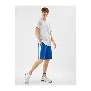 Koton Men's Blue Pocket Stripe Waistband Cotton Shorts