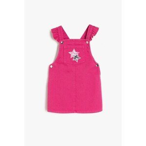 Koton Baby Girl Pink Strap Ruffle Detailed Sleeveless 100% Cotton Sequin Dress