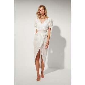 MOEVA X Trendyolmilla White Cotton Embroidered Woven Beach Dress