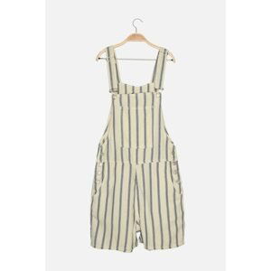 Trendyol White Striped Button Detailed Denim Overalls