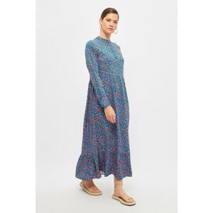 Trendyol Blue Floral Detailed Veiling Dress