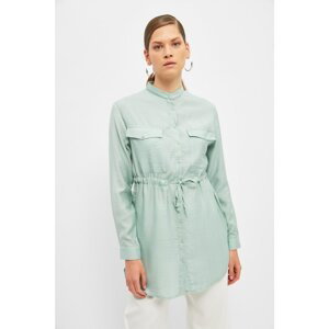 Trendyol Mint Shirt Collar Belted Tunic
