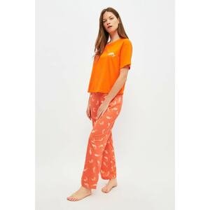 Trendyol Orange Whale Pattern Knitted Pajamas Set