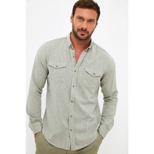 Trendyol Khaki Men's Slim Fit Buttoned Collar Double Covered Pocket Shirt