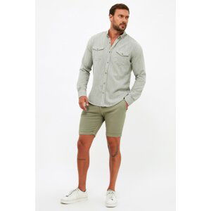 Trendyol Khaki Men's Slim Fit Chino Belt Waist Tied Double Leg Shorts & Bermuda