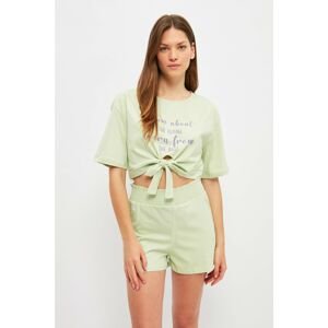Trendyol Green Lacing Detailed Knitted Pajamas Set