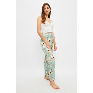 Trendyol Mint Floral Patterned Satin Pajama Bottom