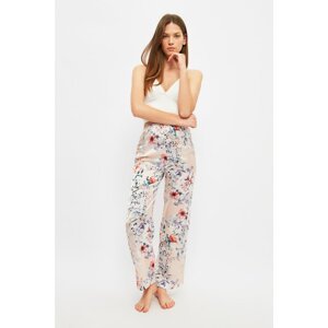 Trendyol Ecru Floral Patterned Satin Pajama Bottom