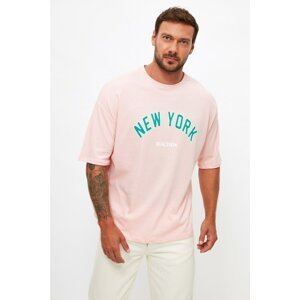 Trendyol Powder Men's Oversize Fit 100% Cotton Crew Neck Short Sleeve Printed TShirt