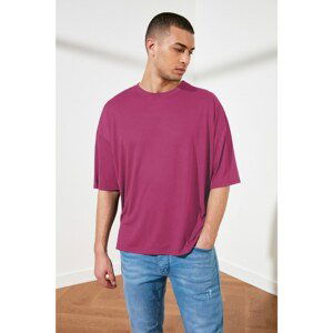 Trendyol Fuchsia Basic Men's Oversize Crew Neck Short Sleeved T-Shirt