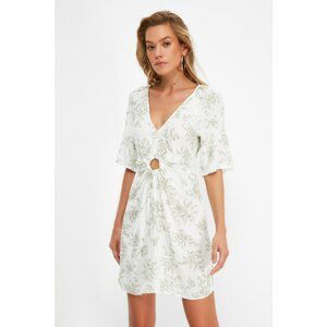 Trendyol Ecru Floral Patterned Backless Beach Dress