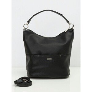 Women´s black shoulder bag with a detachable strap