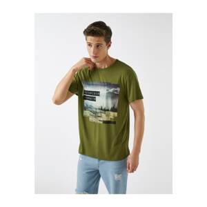 Koton Men's Green Printed T-Shirt