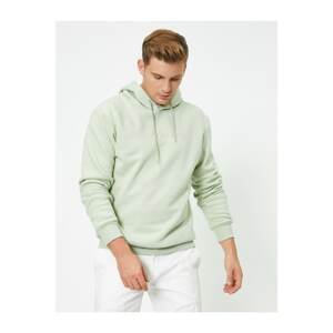 Koton Men's Green Long Sleeve Hooded Sweatshirt