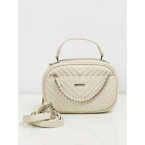 Crossbody bag with decorative chain, cream color