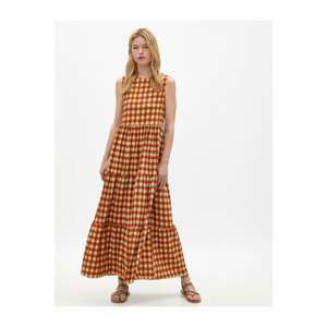 Koton Check Dress Crew Neck Sleeveless Maxi