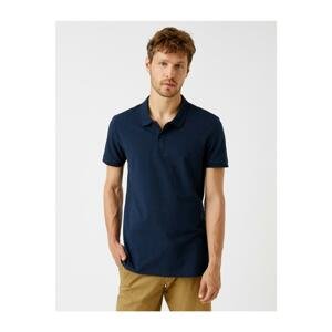 Koton Men's Navy Blue Polo Neck Basic Short Sleeve Cotton T-shirt