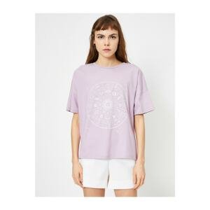 Koton Women's Purple Printed T-Shirt