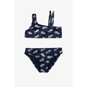 Koton Navy Blue Patterned Girl's Swimwear