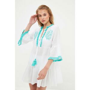 Trendyol Turquoise Bead Embroidery Voile Beach Dress