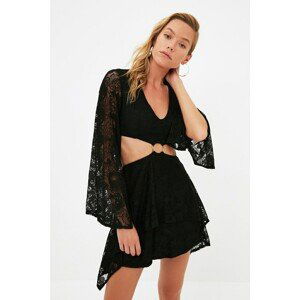 Trendyol Black Cut Out Detailed Lace Knitted Beach Dress