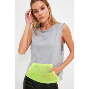 Trendyol Gray Pocket Printed Knitted T-Shirt