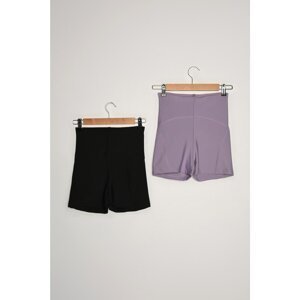 Trendyol Black-Lilac Knit Shorts & Bermuda
