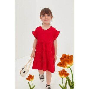 Trendyol Red Flywheel Detailed Girl Knitted Dress