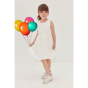 Trendyol White Embroidered Girl Knitted Dress