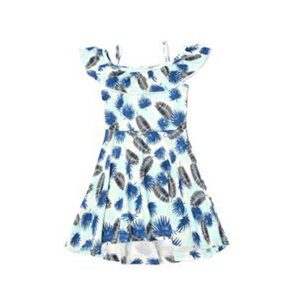 Trendyol Blue Patterned Flounce Girl Knitted Dress