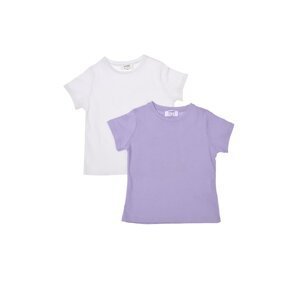 Trendyol White-Lilac 2-Pack Basic Bicycle Collar Girl Knitted T-Shirt