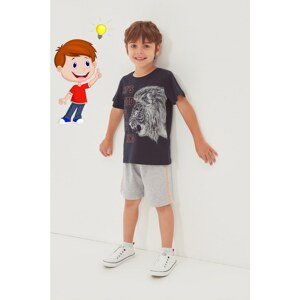 Trendyol Black Printed Boy Knitted Bottom-Top Suit