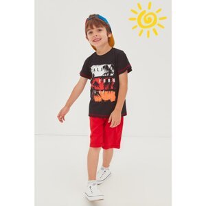 Trendyol Black Printed Boy Knitted Bottom-Top Suit