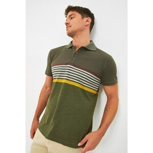 Trendyol Khaki Men's Short Sleeve Slim Fit Polo Neck T-shirt