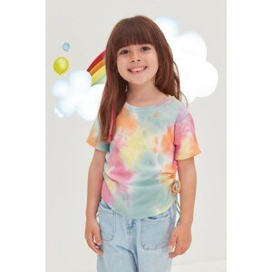 Trendyol Lilac Tie-dye Washed Pleated Girl Knitted Blouse