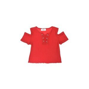 Trendyol Red Cut Out Detailed Corduroy Girl Knitted T-Shirt