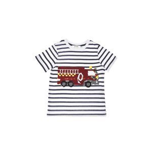 Trendyol White Striped Double Sided Sequin Embroidered Boy Knitted T-Shirt