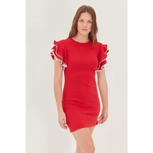Trendyol Red Ruffle Knitted Dress