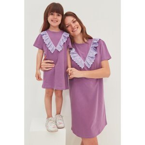 Trendyol Purple Brode Detailed Knitted Dress