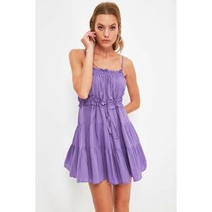 Trendyol Purple Petit Waist Pleated Dress