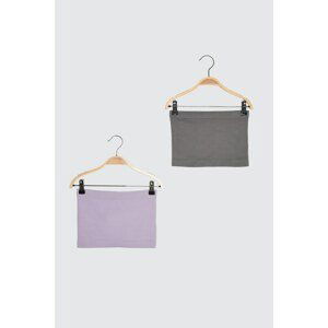 Trendyol 2-Pack Anthracite-Lilac Seamless Sports Bra